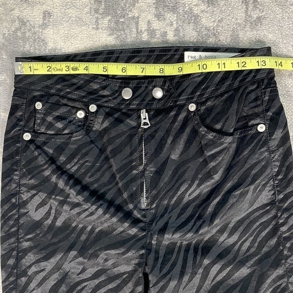 Rag and Bone Womens Nina Jeans High rise Zebra stripe Ankle Skinny In Black 26 - Picture 9 of 13